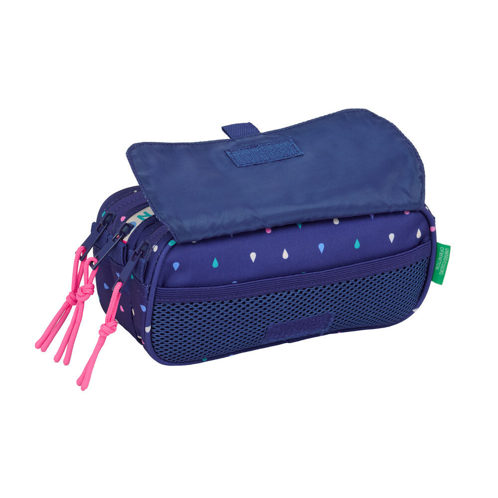 Portatodo triple Benetton azul marino con gotas multicolores - 4