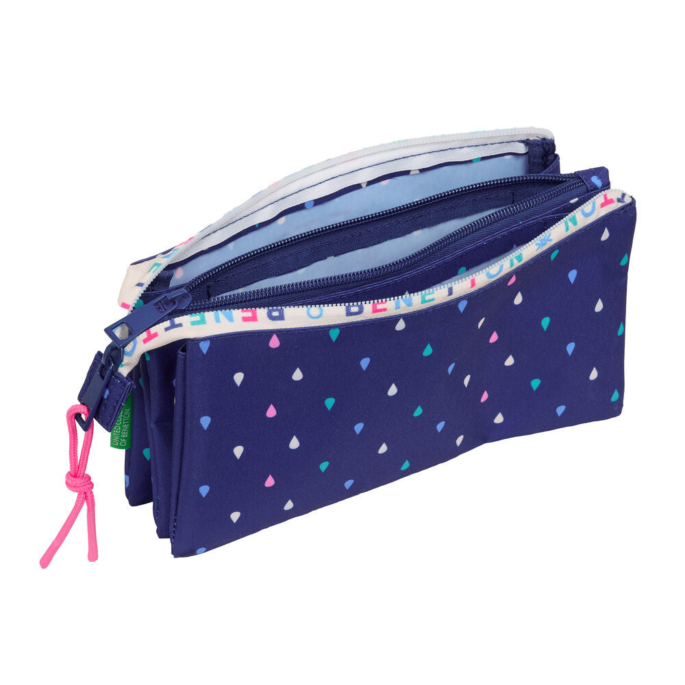 Portatodo triple Benetton azul marino con estampado multicolor - 3