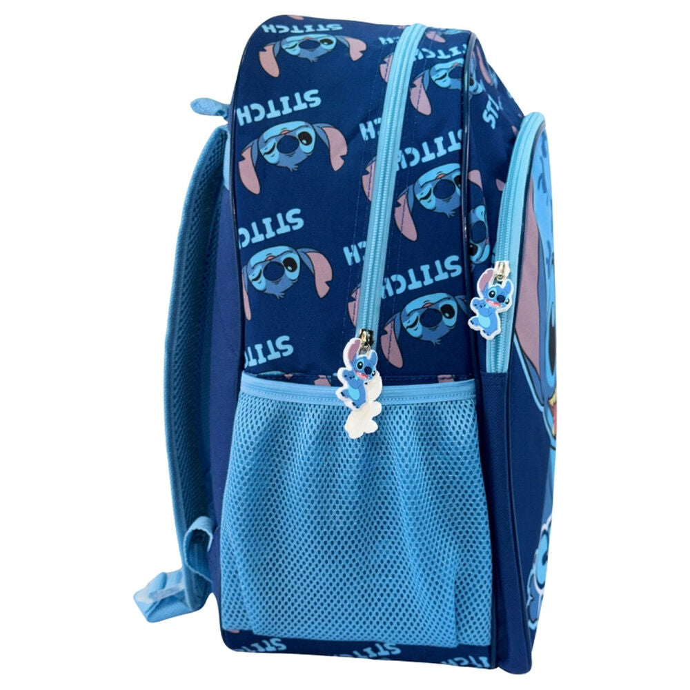 Mochila azul Disney Stitch de 40 cm con compartimento frontal y bolsillos laterales - 4