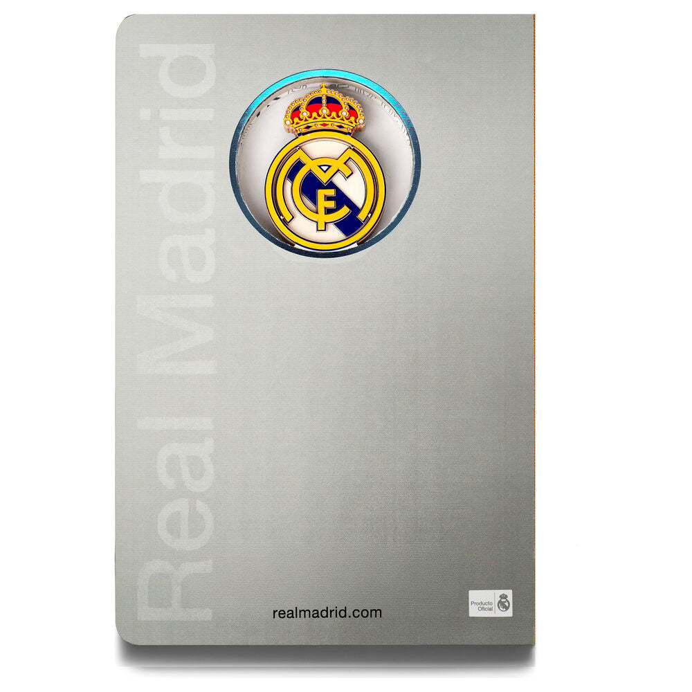 Cuaderno A6 gris del Real Madrid con escudo en relieve 3D - 6