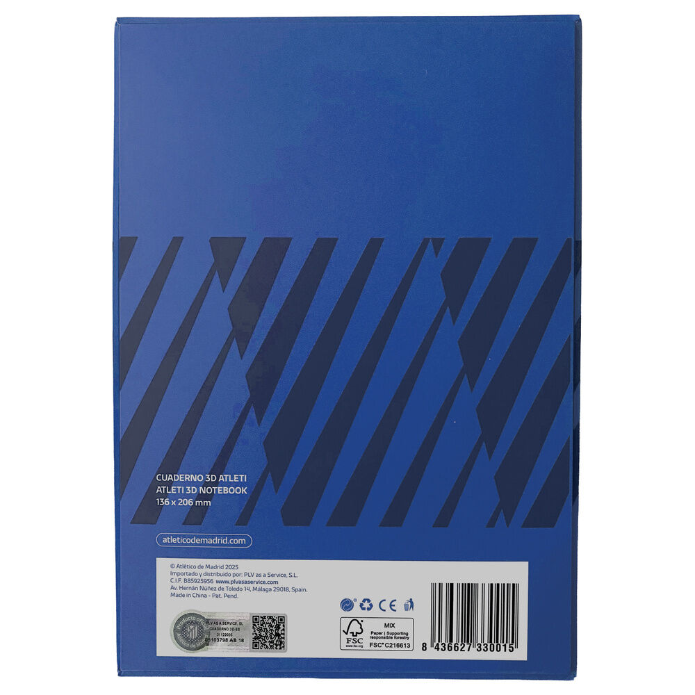 Cuaderno A6 azul del Atlético de Madrid con escudo 3D - 8