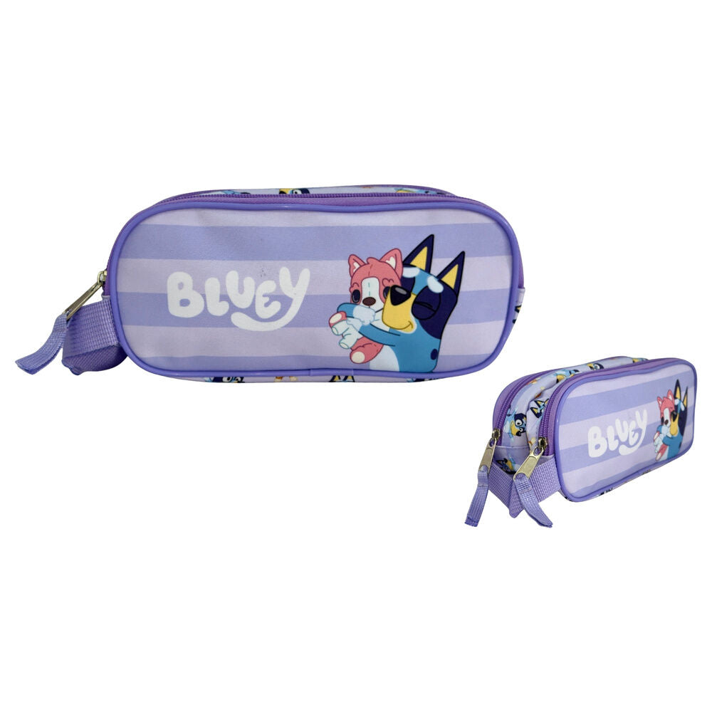 Portatodo doble morado Puppy Bluey con dos cremalleras - 2