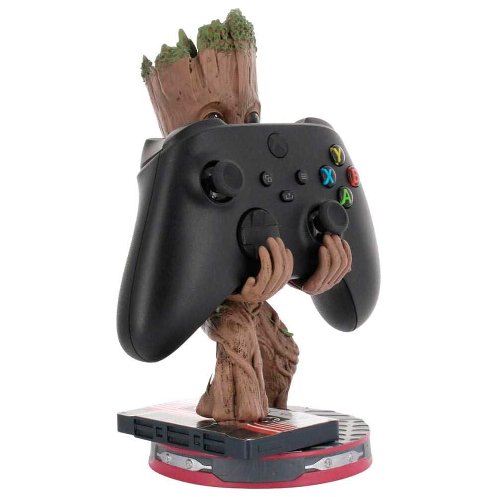 Soporte Cable Guy de Groot Smiley de Marvel sobre base negra y roja - 3