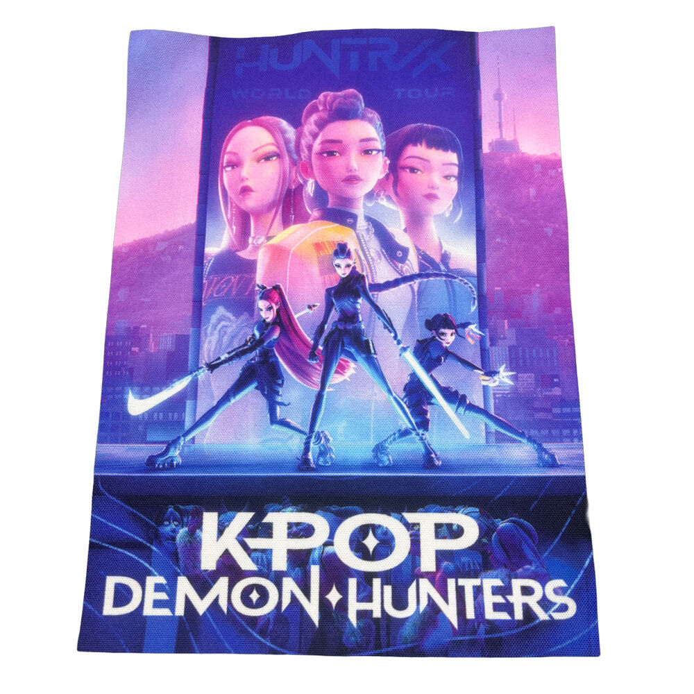 Bolsa negra de algodón KPop Demon Hunters con ilustración frontal - 3