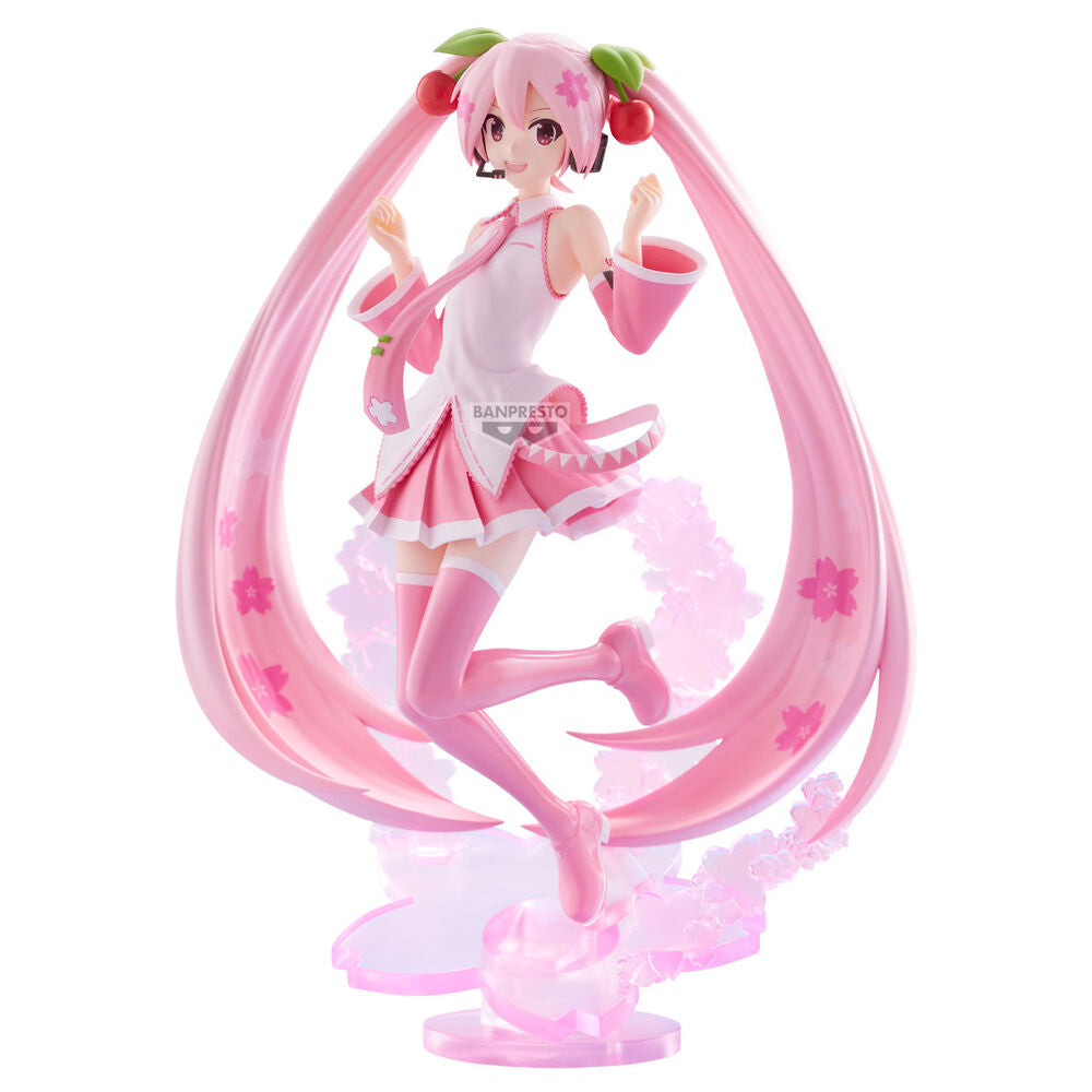 Figura Sakura Miku Evolve de Hatsune Miku con diseño rosa y flores de cerezo