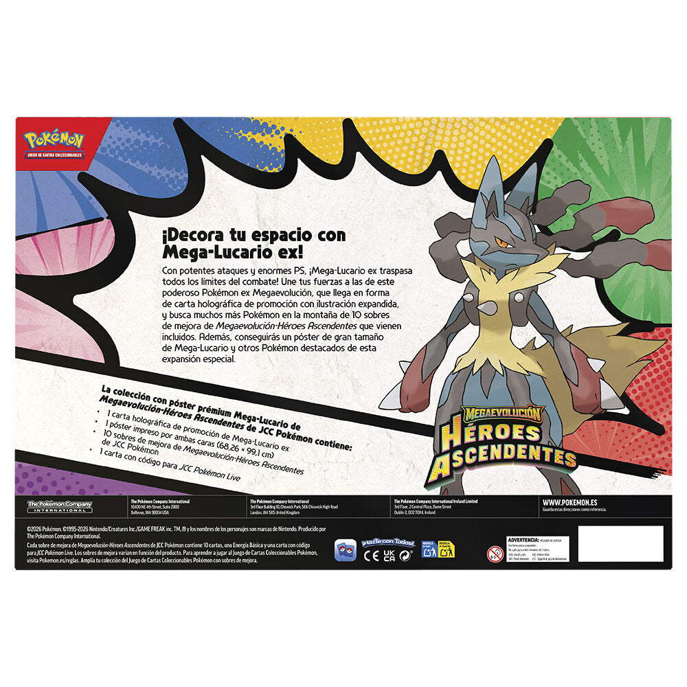 Blister Pokémon TCG Héroes Ascendentes con póster premium, modelos Mega-Gardevoir ex y Mega-Lucario ex - 5