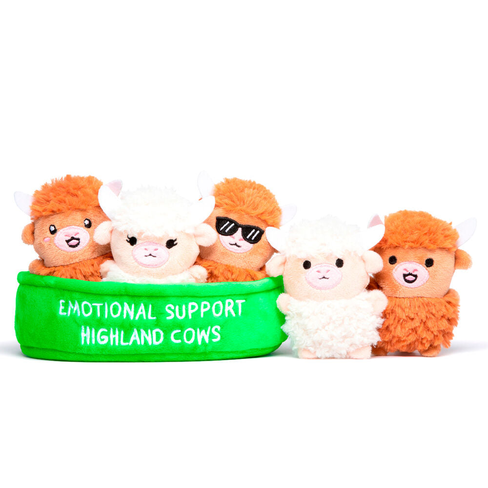 Set de cinco peluches de vacas Emotional Support en naranja y crema