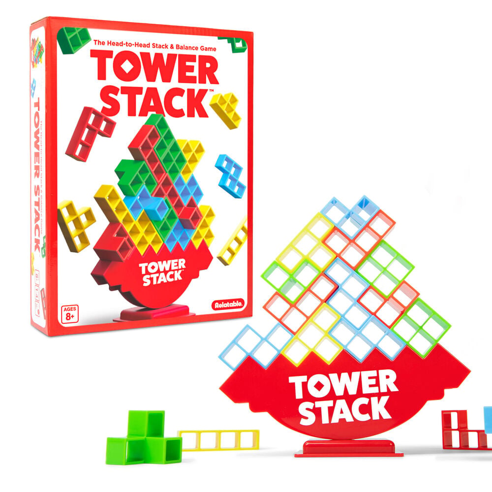 Juego de mesa Tower Stack con piezas geométricas de colores