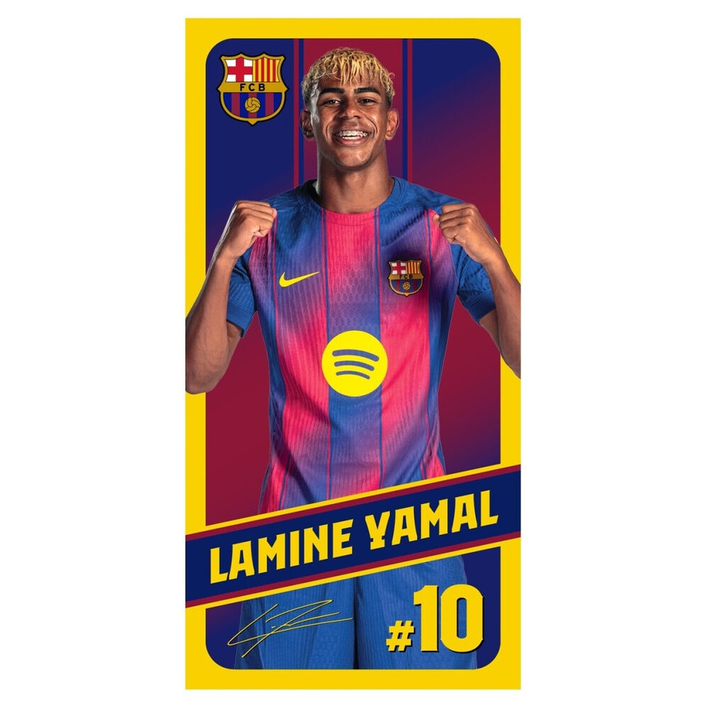 Toalla de microfibra FC Barcelona con Lamine Yamal y dorsal 10
