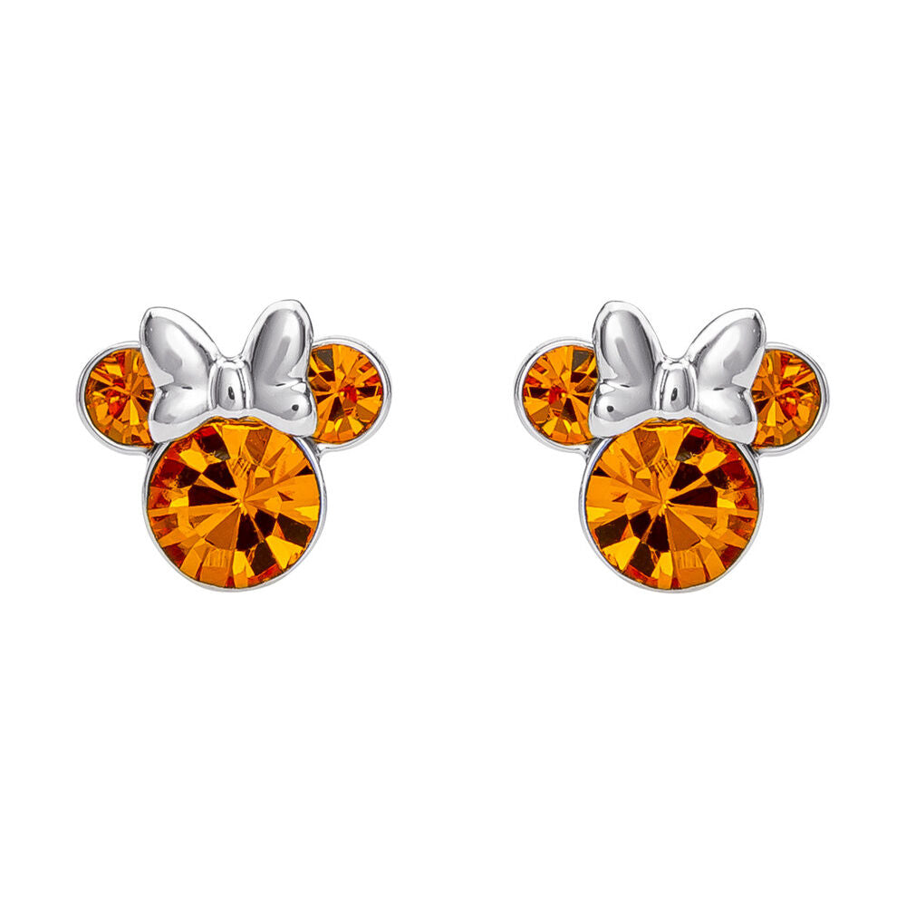 Pendientes Minnie Disney de plata 925 con detalles naranjas