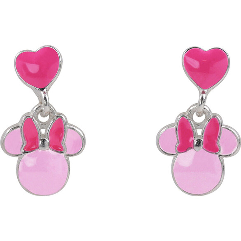 Pendientes Minnie Disney de plata 925 con lazo rosa