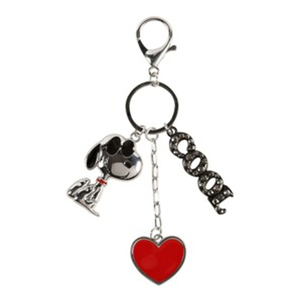 Llavero Cool Snoopy Peanuts con corazón rojo y colgantes