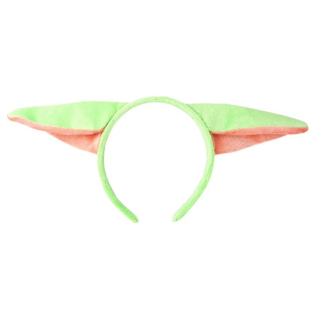 Diadema verde de Grogu con orejas grandes e interior rosa