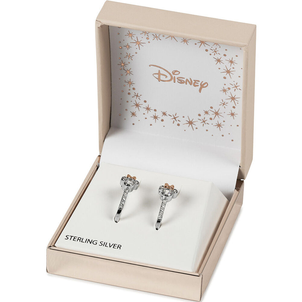 Pendientes colgantes Minnie Disney de plata 925 con lazo rosa - 2