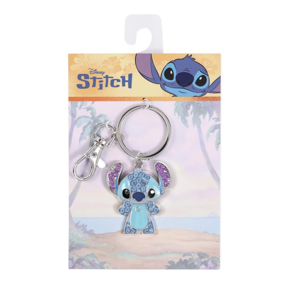 Llavero Stitch Disney azul con mosquetón y detalles morados - 3