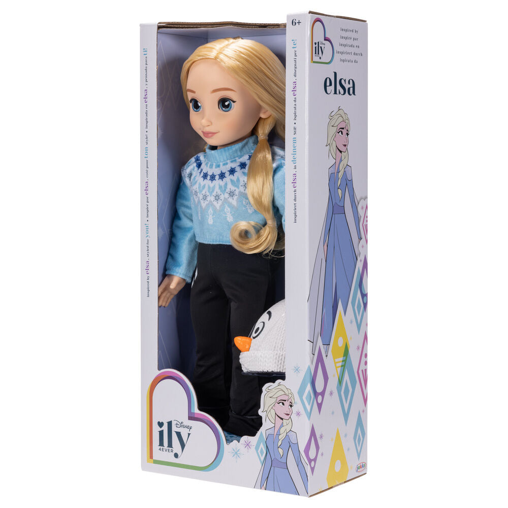 Muñeca Elsa Frozen ily 4Ever de 50 cm con jersey azul, patines y gorro de Olaf - 4