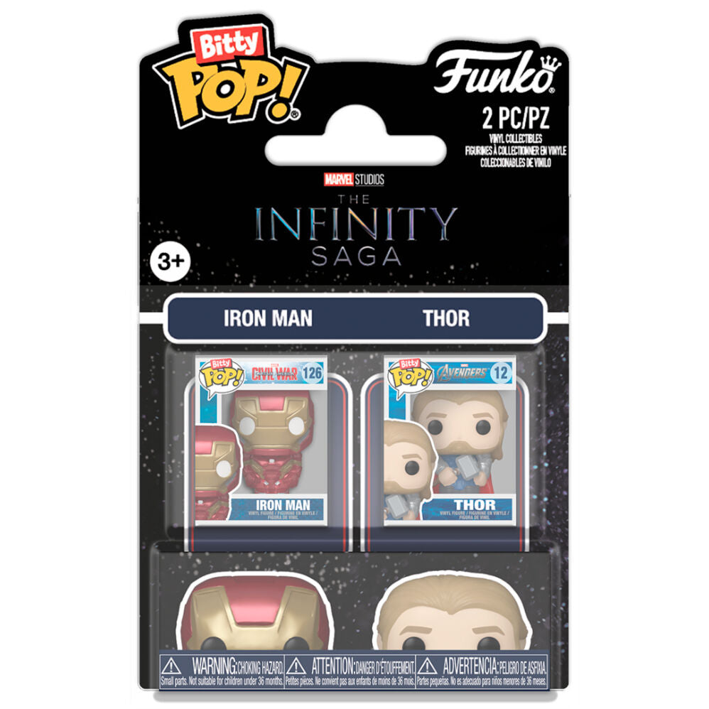 Blíster Funko Bitty POP con figuras de Iron Man y Thor