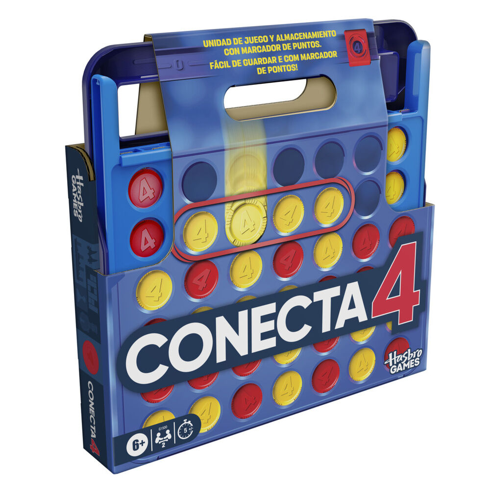 Juego Hasbro Conecta 4 portátil con discos rojos y amarillos - 2