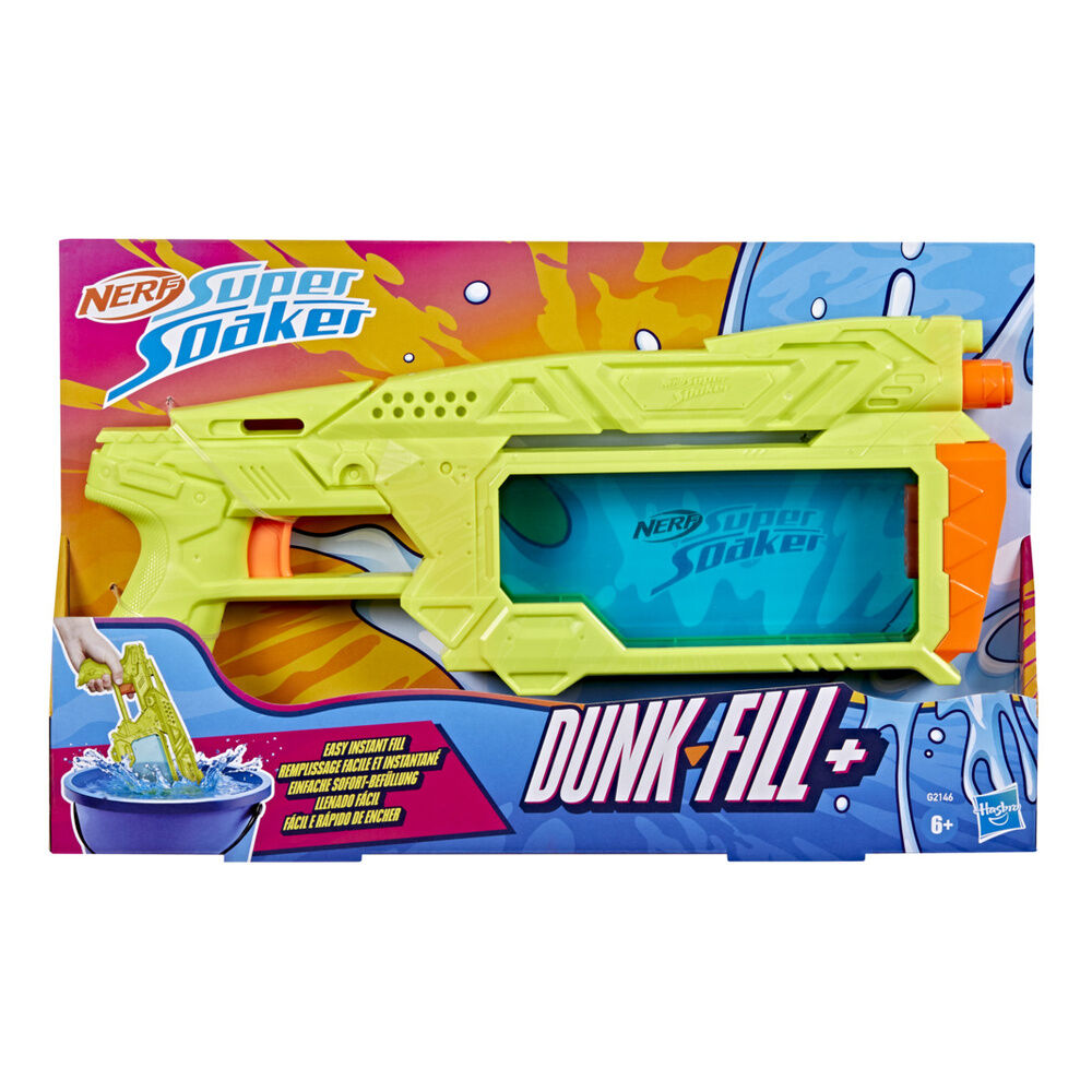 Lanzador de agua Nerf Super Soaker Dunk-Fill+ verde lima con tanque azul translúcido - 2