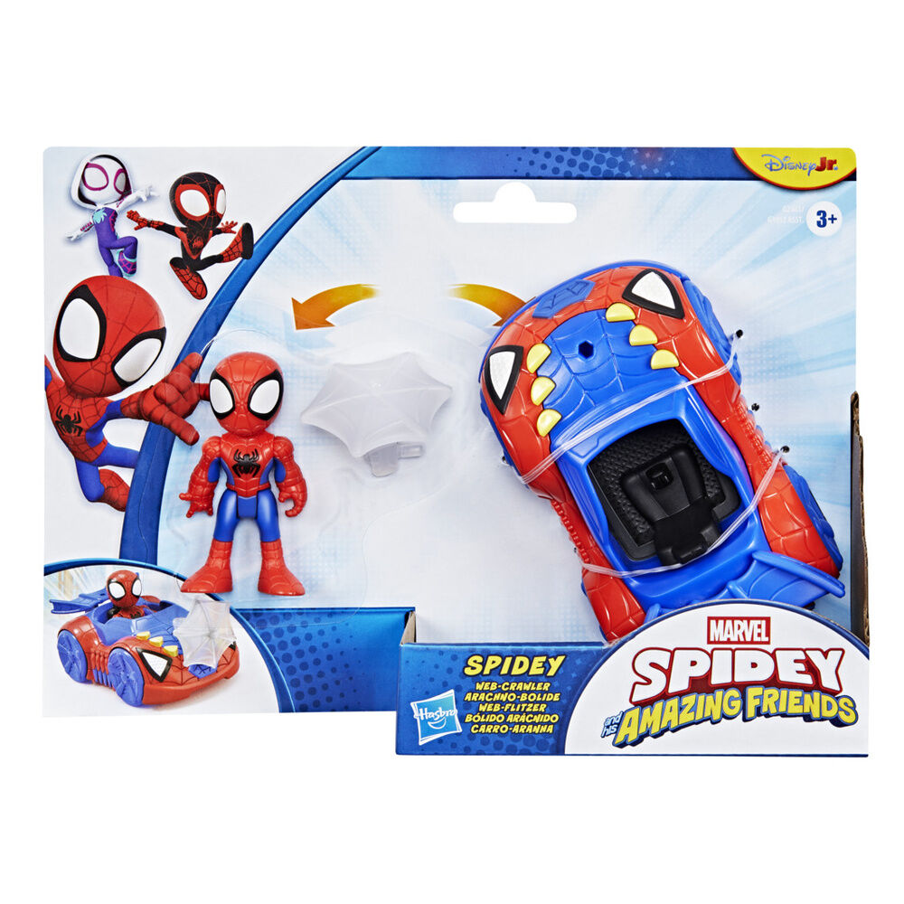 Figura de Spidey con vehículo arácnido rojo y azul y accesorio de telaraña - 2
