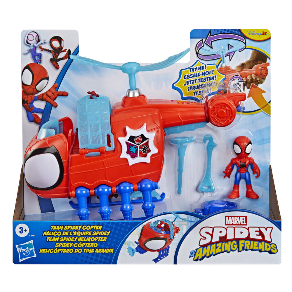 Spidey-Cóptero rojo y azul de Marvel con figura de Spidey - 2