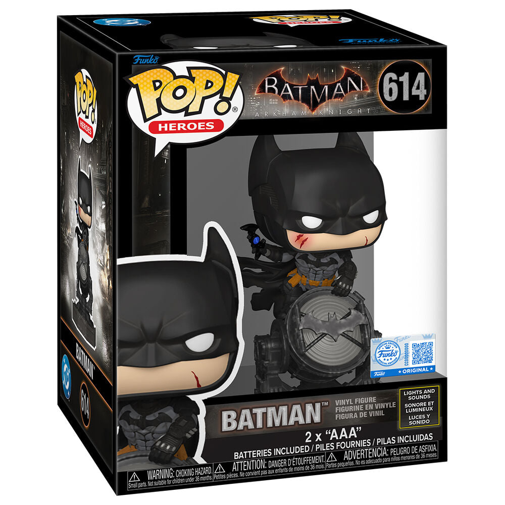 Figura Funko POP! Premium de Batman Arkham Knight sobre una base con la señal del murciélago - 3