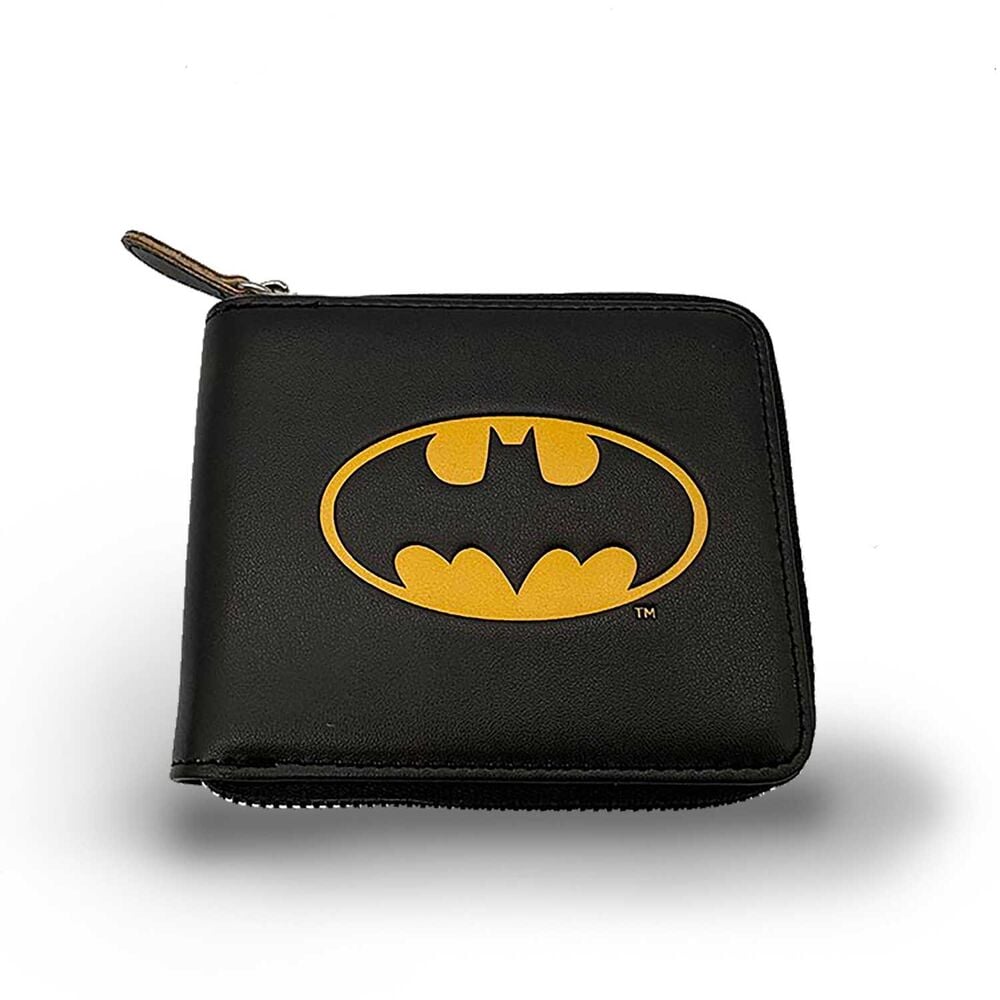 Cartera negra Batman DC Comics con emblema amarillo
