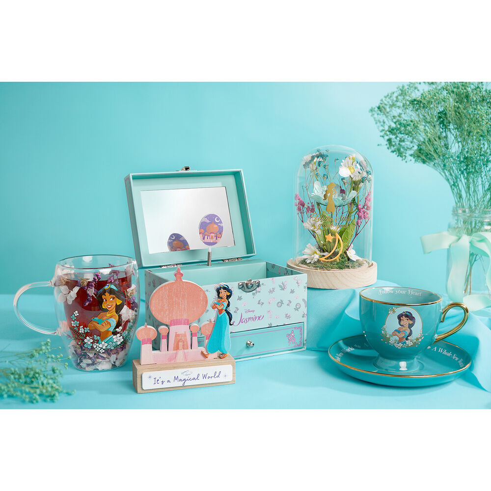 Taza de cristal transparente de Jasmine con flores secas y motivos florales - 6