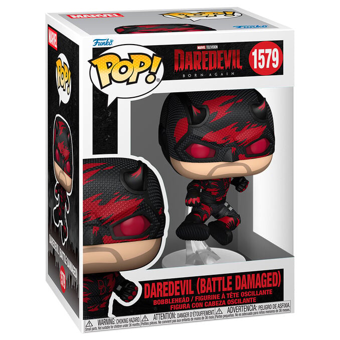 Figura Funko POP! Daredevil Born Again con traje negro y rojo sobre soporte - 2