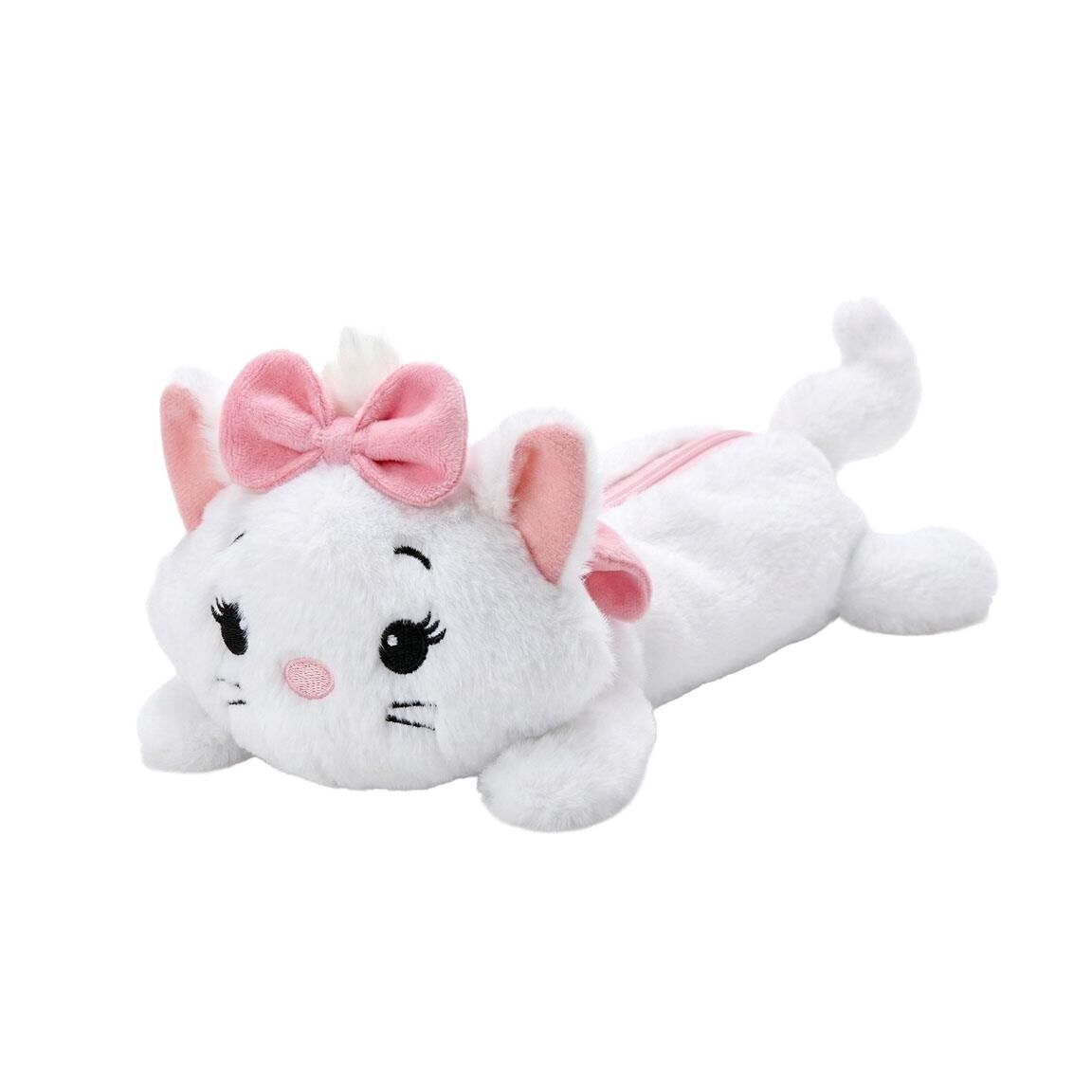 Portatodo de peluche blanco de Marie con lazo rosa