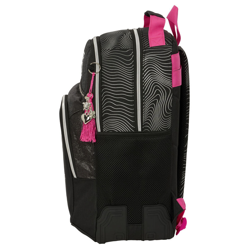 Mochila SAFTA Kpop Demon Hunters negra con detalles rosas - 3