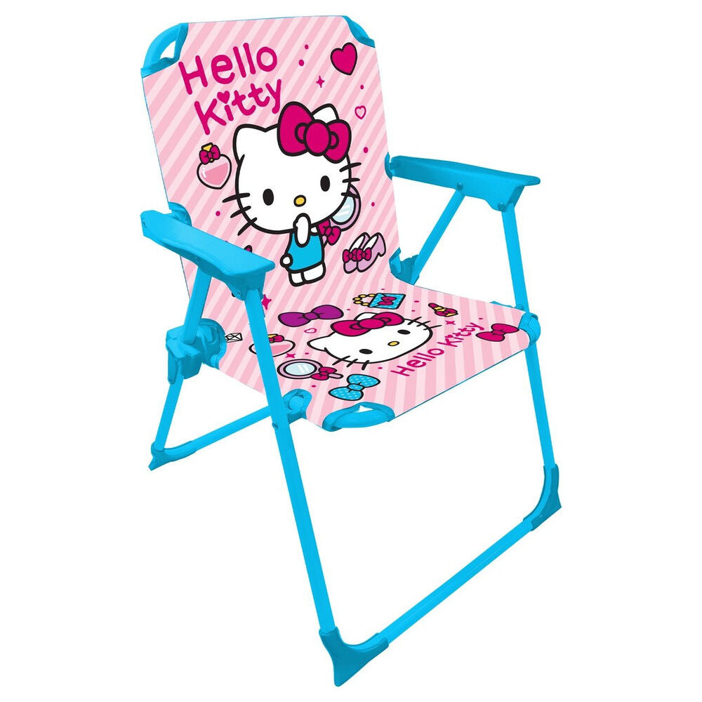 Silla plegable metálica Hello Kitty de SANRIO en rosa y azul