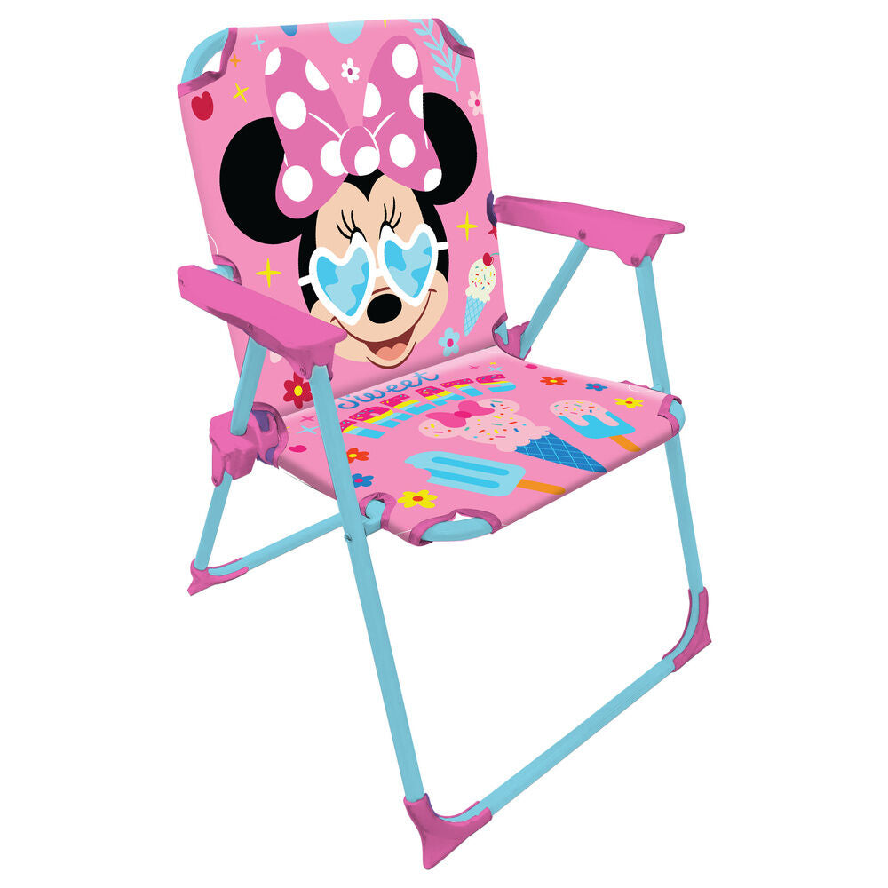 Silla plegable metálica rosa de Minnie Disney