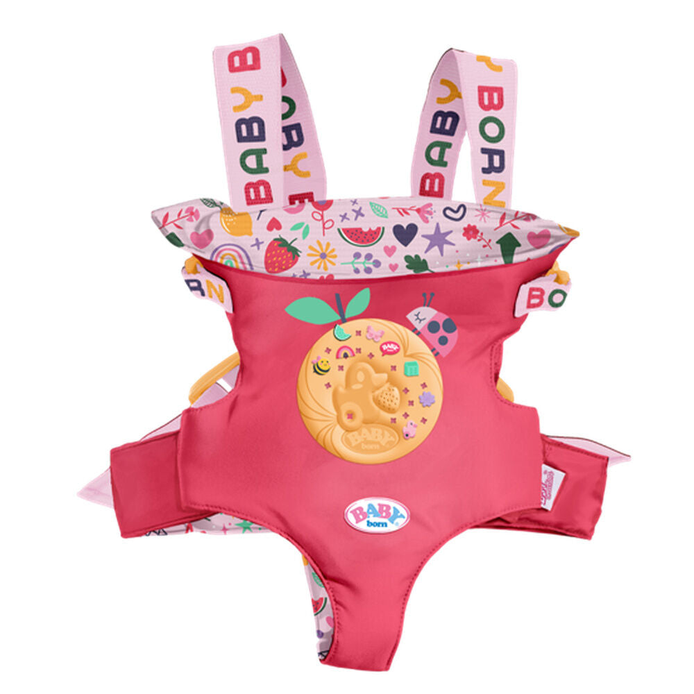 Mochila de porteo rosa con pins para Baby Born