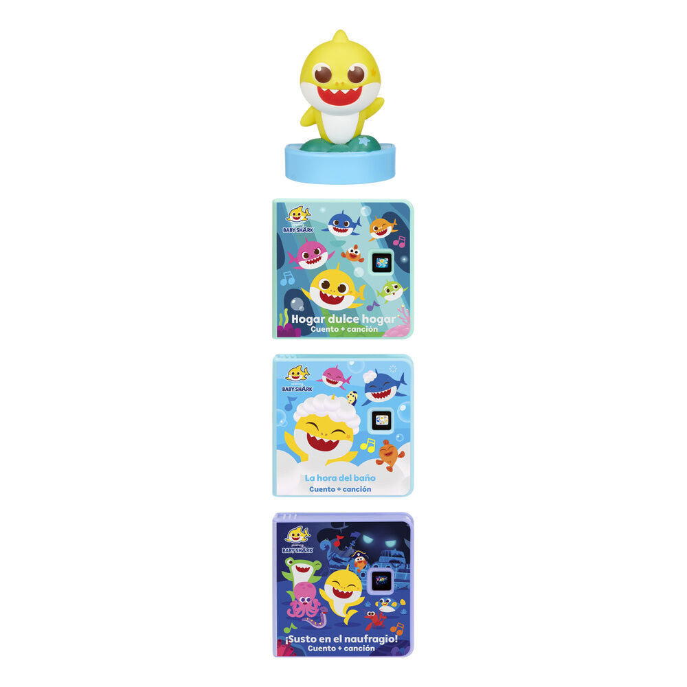 Baby Shark Story Dream Machine con personaje y tres cartuchos de cuentos