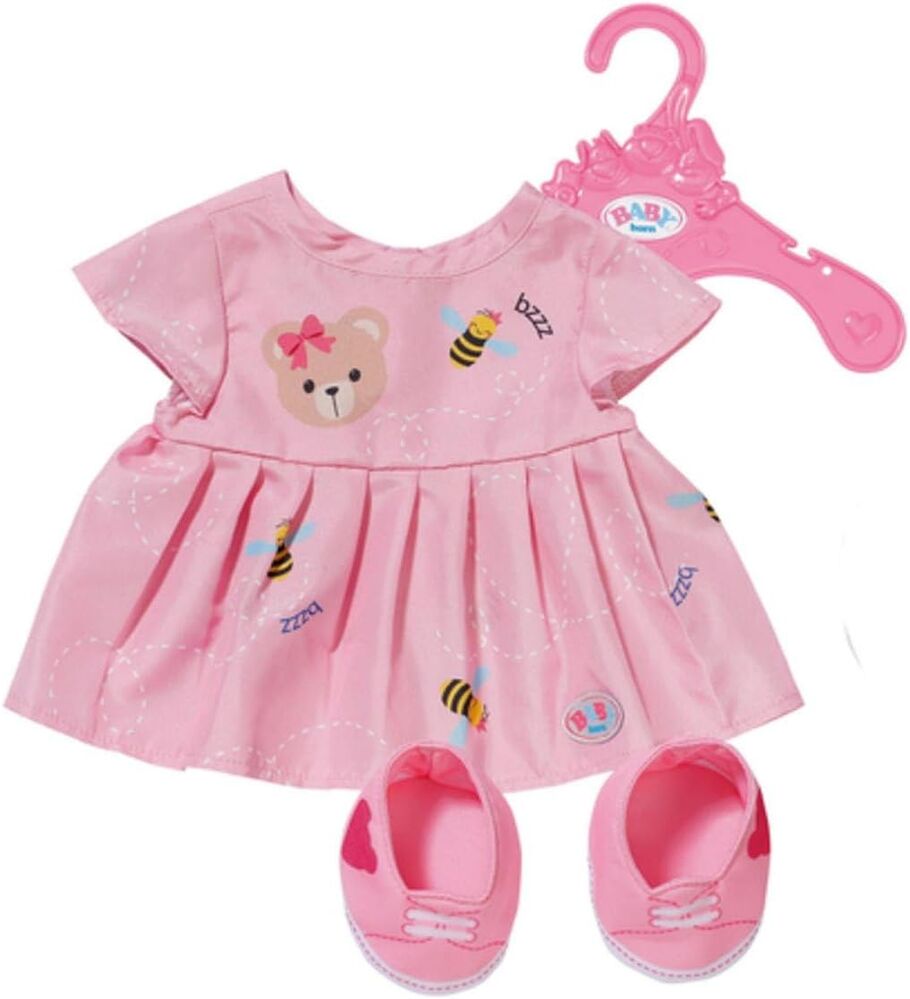 Vestido rosa de ositos Baby Born con zapatos a juego