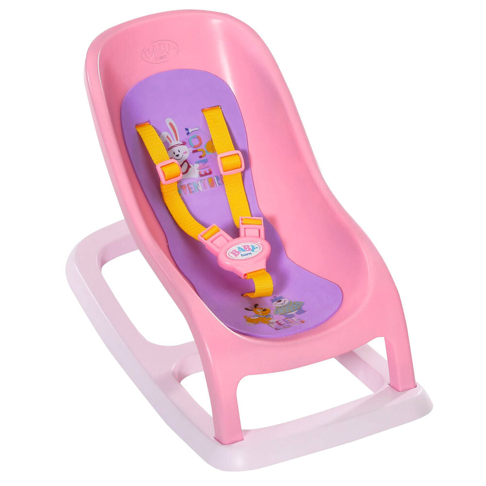 Silla balancín rosa y morada BABY born con arnés
