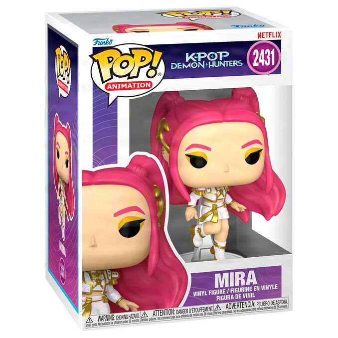 Figura Funko POP! de Mira de Kpop Demon Hunters con cabello rosa y uniforme blanco y dorado - 2