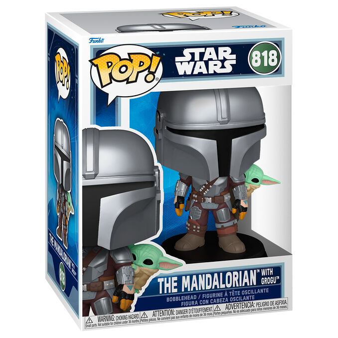 Figura Funko POP! de The Mandalorian con Grogu sobre base Star Wars - 2