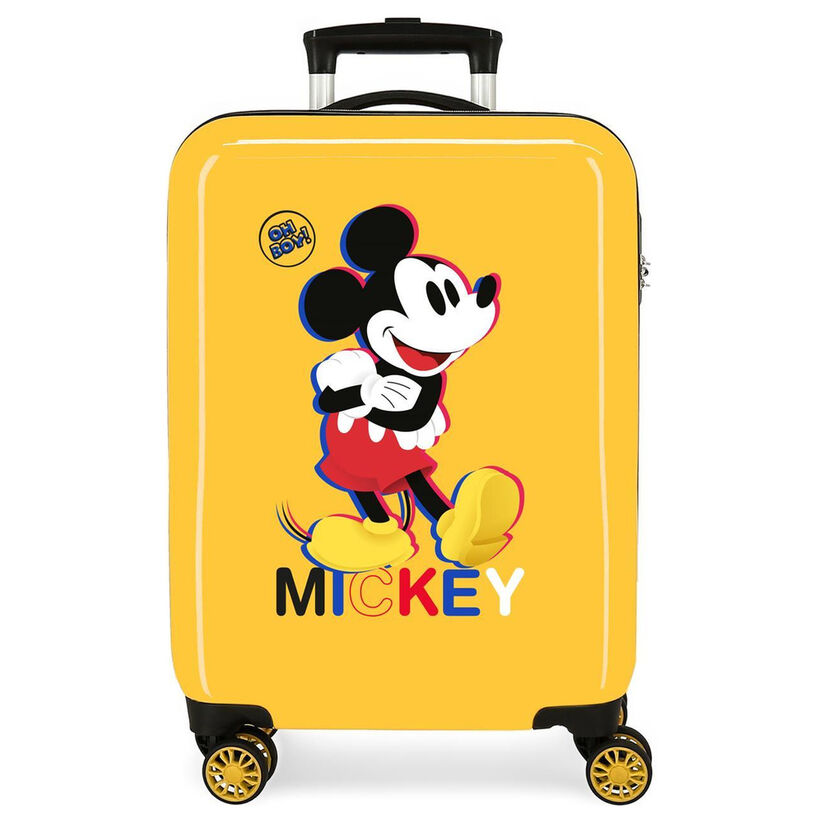 Maleta trolley amarilla de ABS con diseño de Mickey Disney