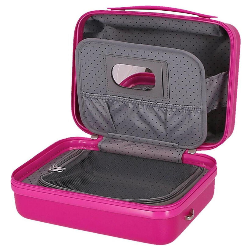 Neceser fucsia de ABS con Minnie Disney, asa y correa lateral - 6