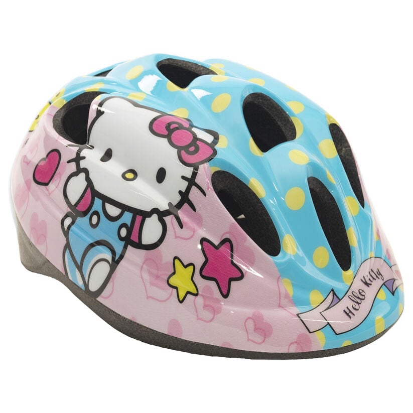Casco de bicicleta Hello Kitty TOIMSA azul y rosa con lunares