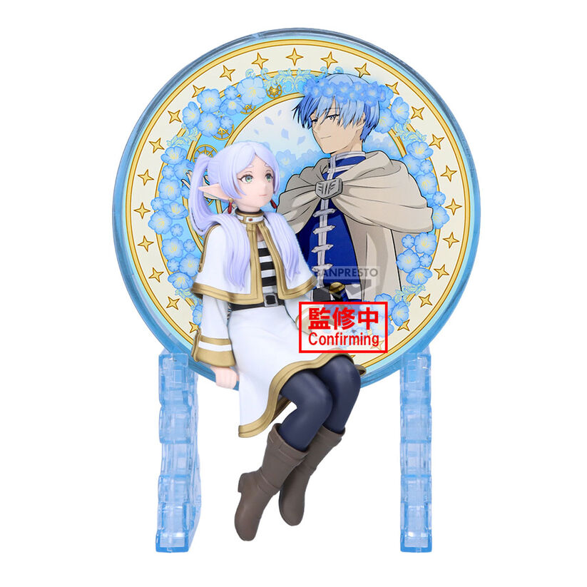 Figura Frieren Glasscape de BANPRESTO con fondo circular azul