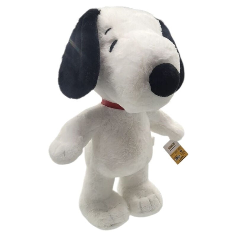 Peluche de Snoopy Peanuts blanco y negro con collar rojo