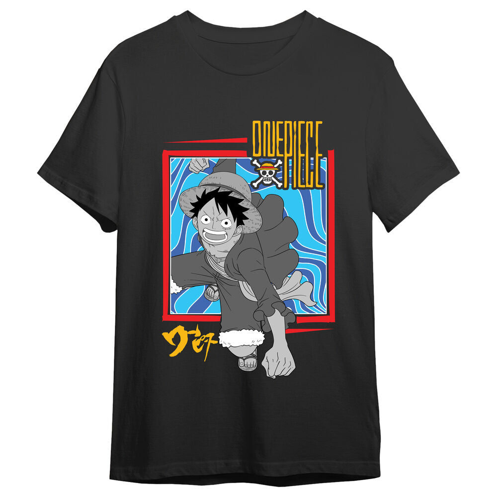 Camiseta negra de One Piece con Monkey D. Luffy