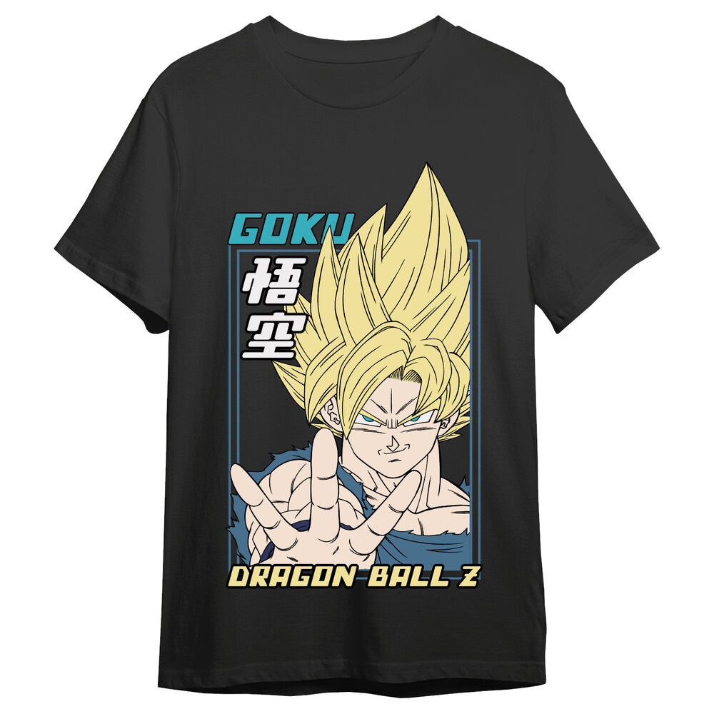 Camiseta negra de Goku de Dragon Ball Z con estampado frontal