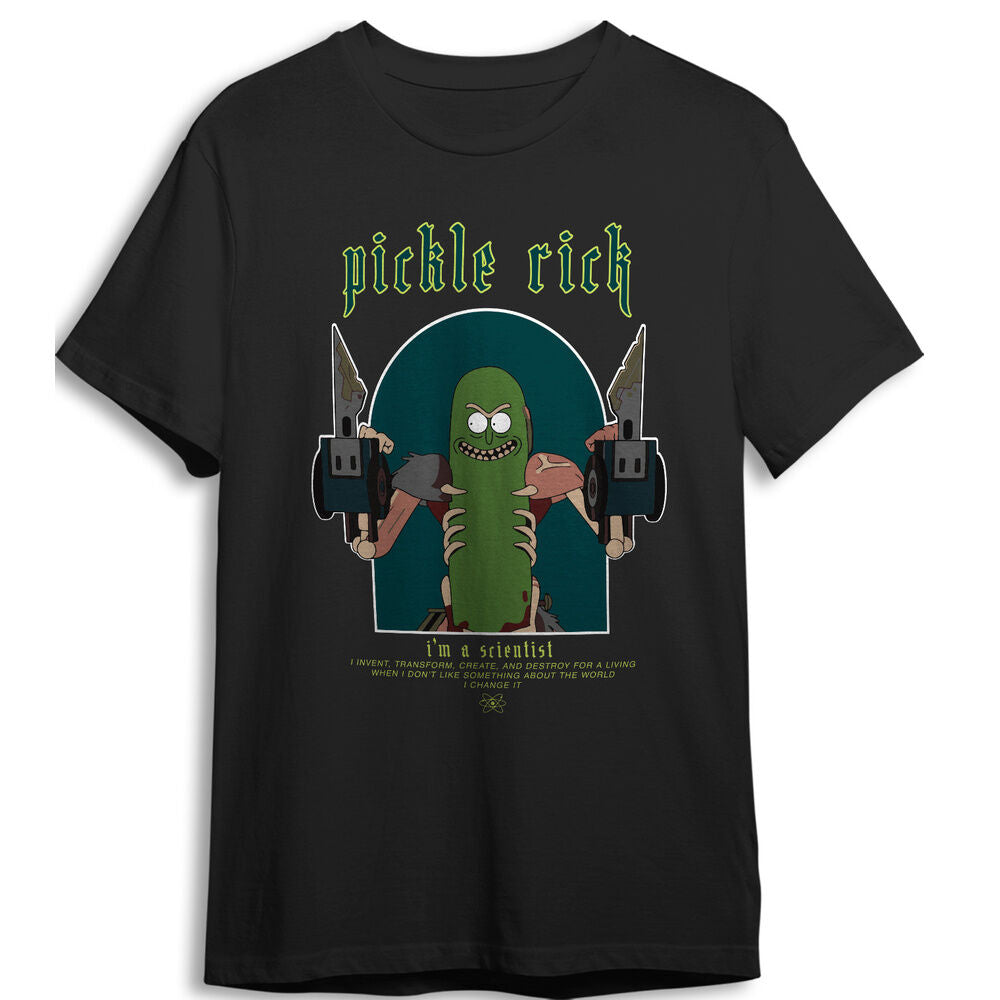 Camiseta negra de Pickle Rick de Rick and Morty