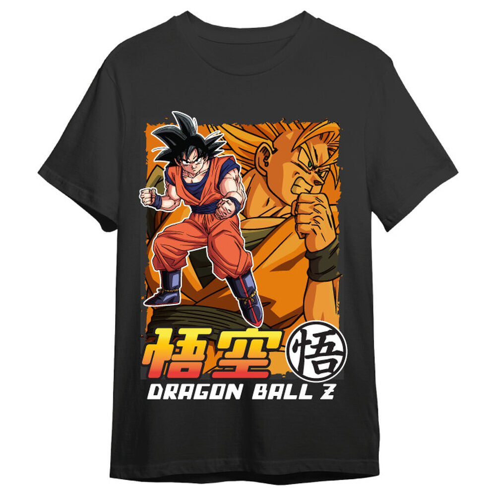 Camiseta negra de Dragon Ball Z con Goku y Goku Super Saiyan