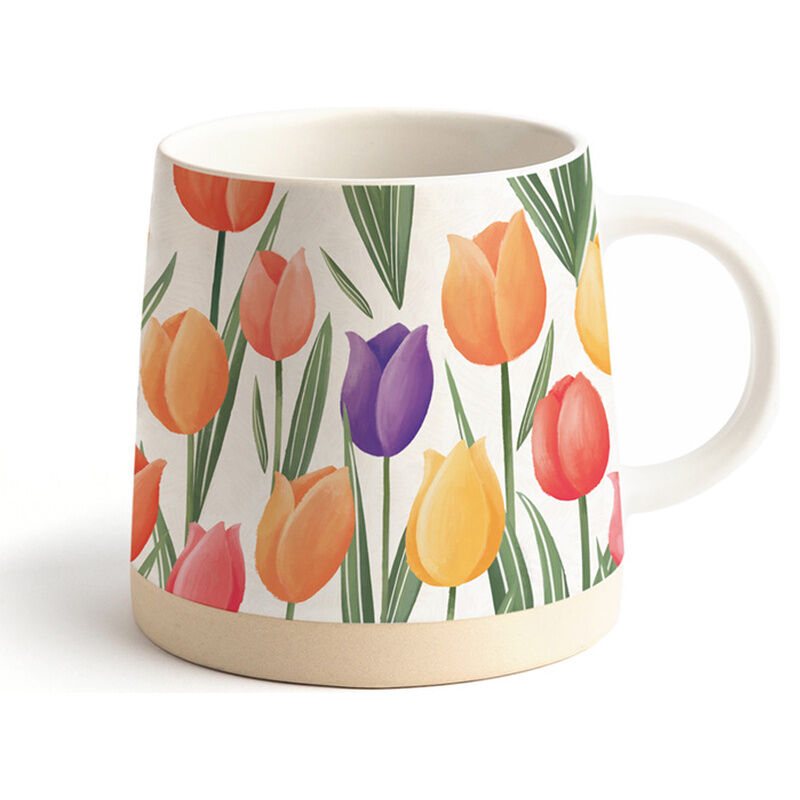 Taza de gres PUCKATOR con estampado de tulipanes multicolor