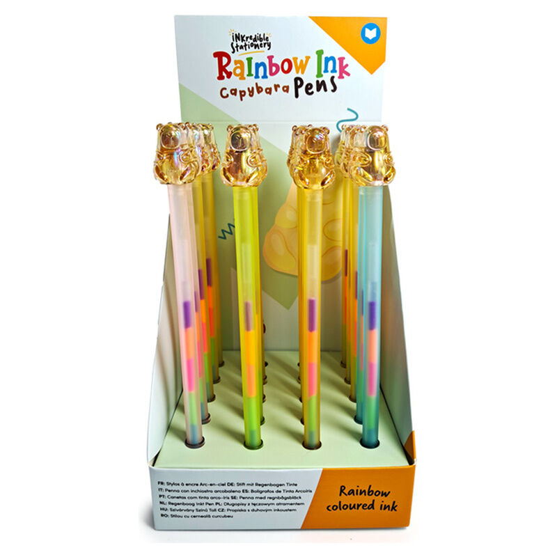 Bolígrafo arcoíris de cinco colores con diseño de capibara PUCKATOR